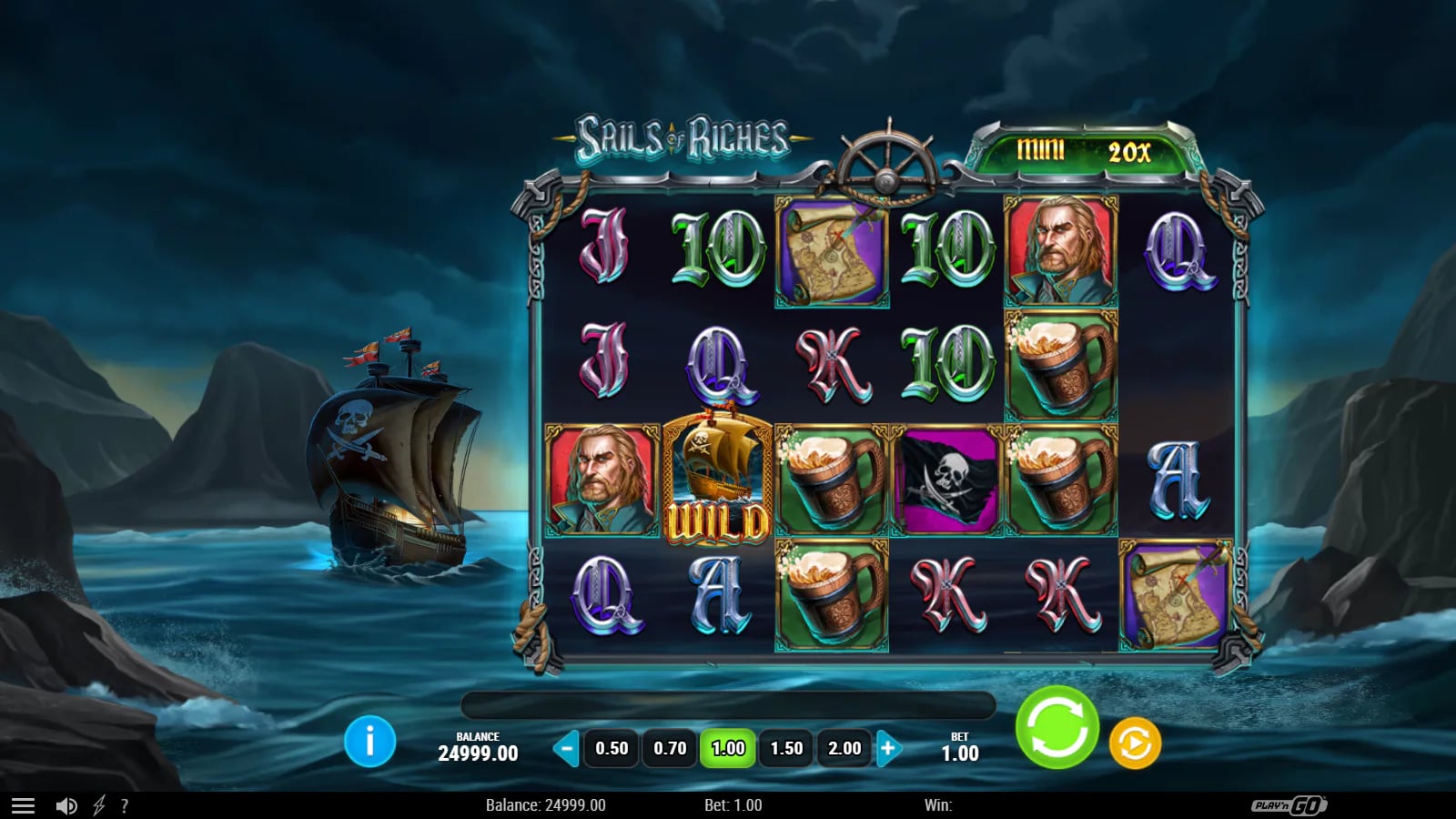 Sails of Riches base board with ship Wild and MINI 20× label