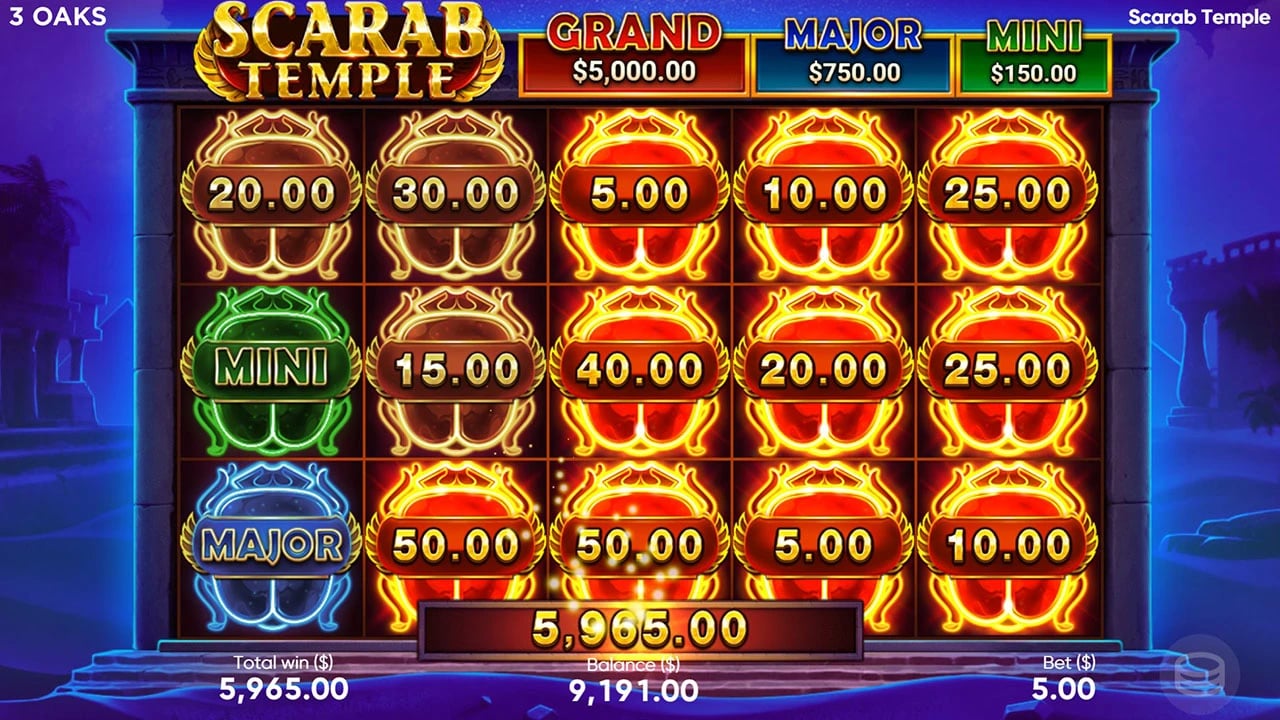 Scarab Temple: Completed Scarab bonus grid