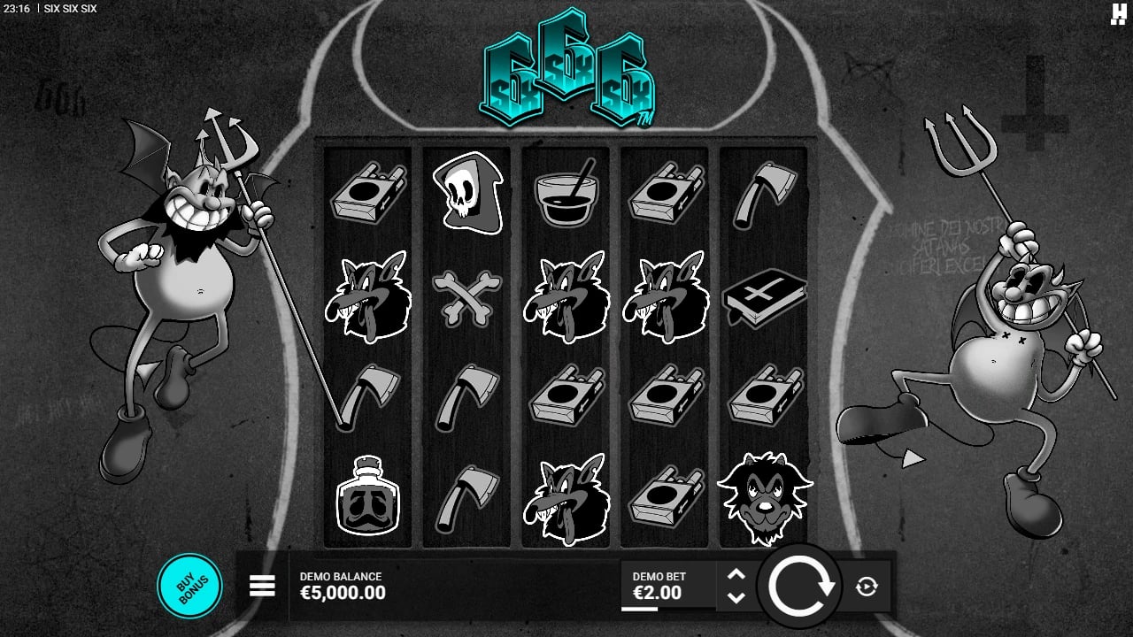 SixSixSix five-reel board with skull, eye and occult symbols