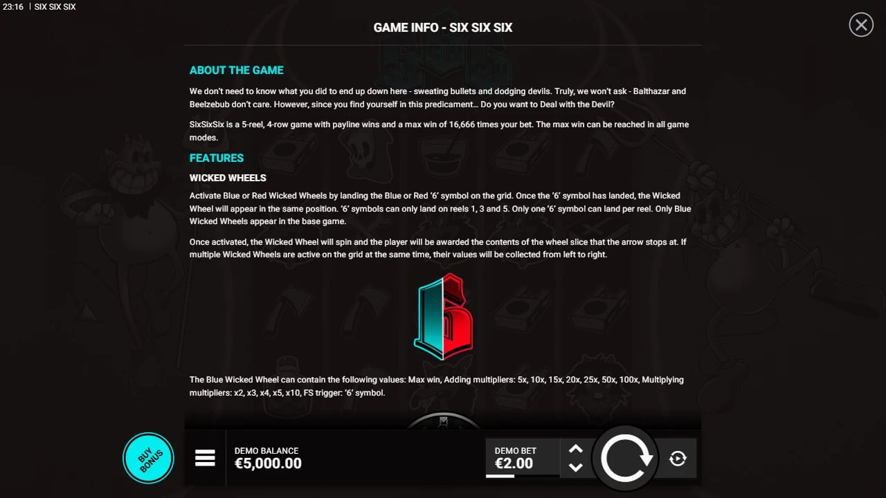 SixSixSix Info panel introducing Blue and Red Wicked Wheels