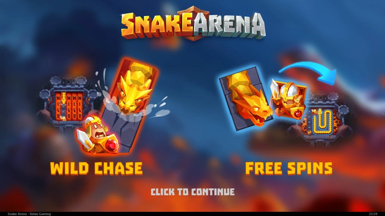 Snake Arena introduction illustrating Wild Chase and Free Spins