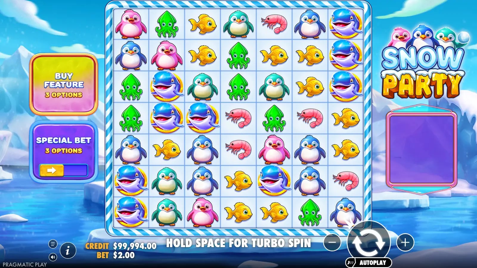 Snow Party later ordinary board with penguins and sea creatures