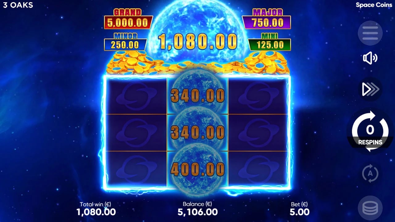 Space Coins: Three collector totals at a bonus ending