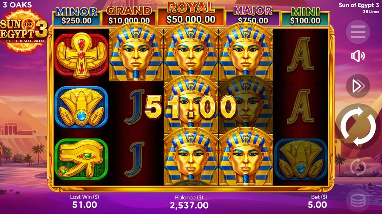 Sun of Egypt 3: Base game on five reels and three rows