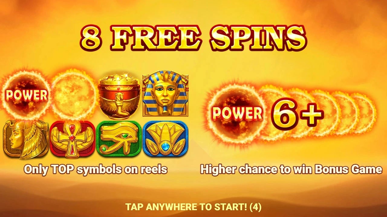 Sun of Egypt 5: Higher-symbol Free Spins instruction panel