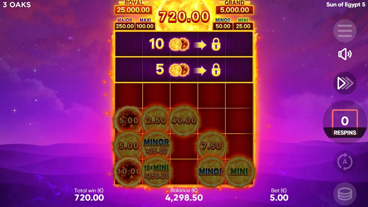 Sun of Egypt 5: Bonus settlement before every row is opened