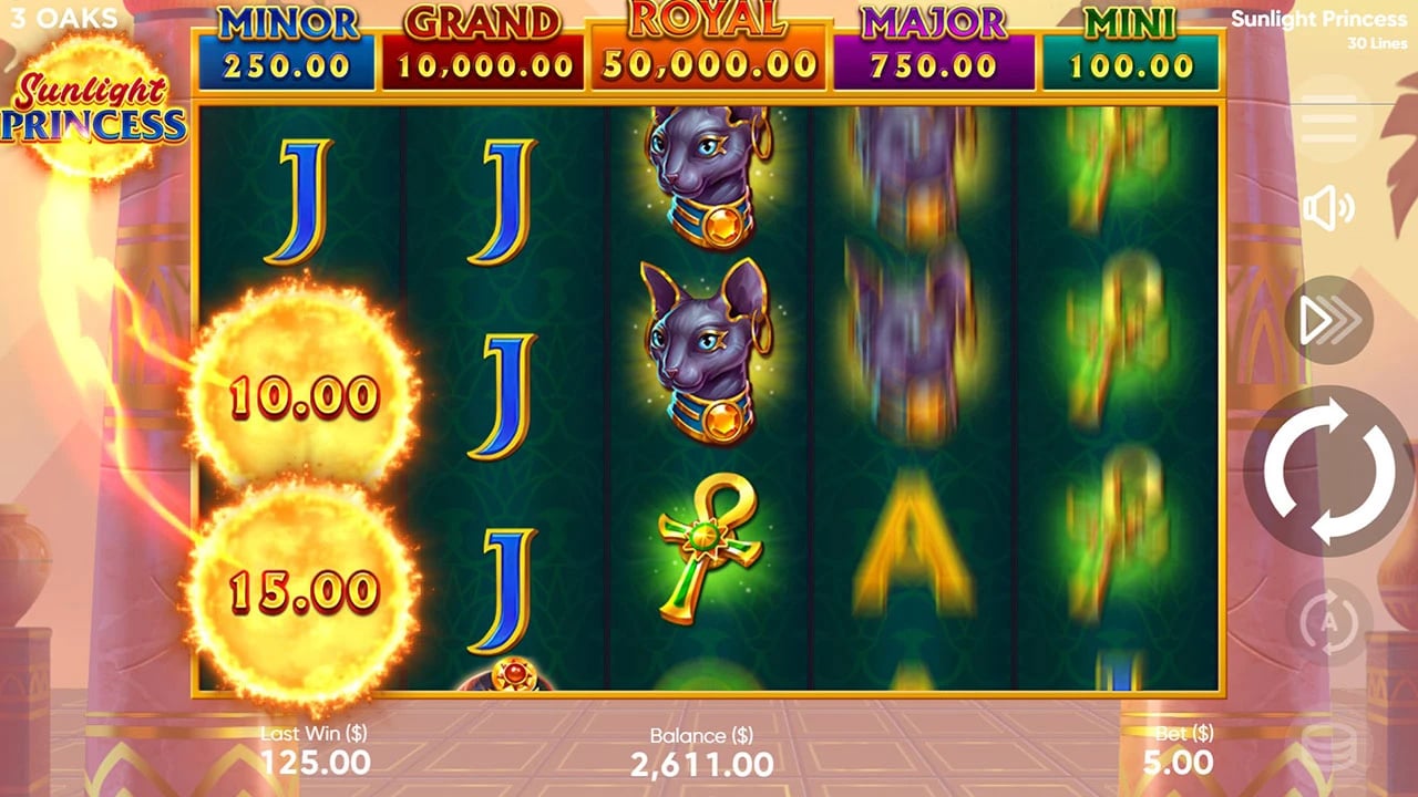 Sunlight Princess: Sun values on the base reels