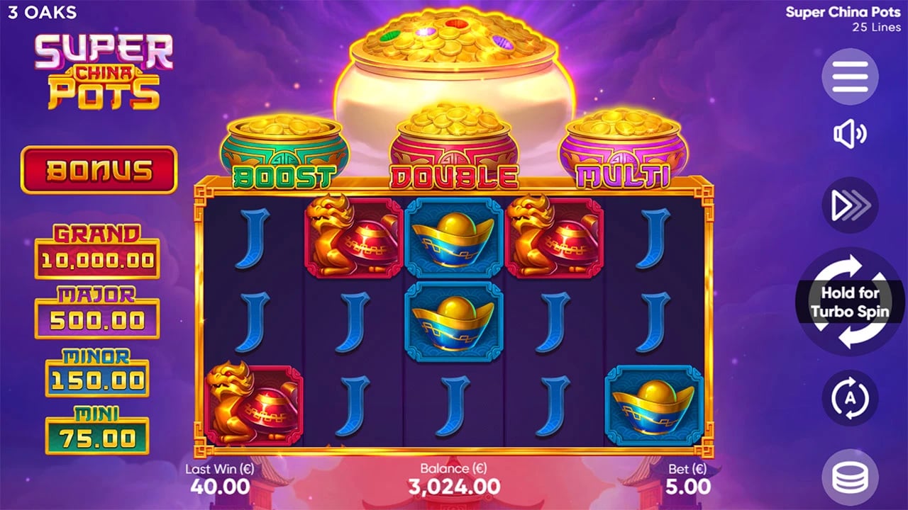Super China Pots: Five-by-three base field and four Pots
