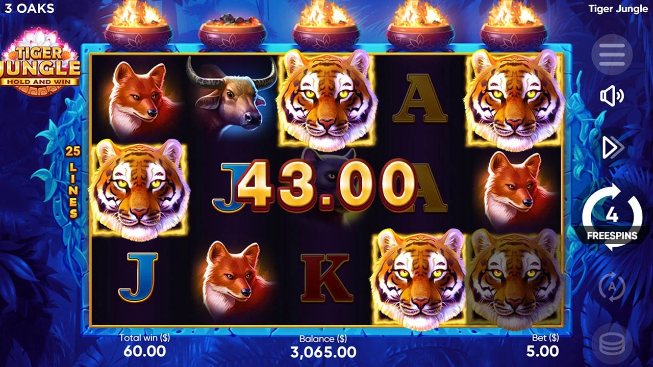 Tiger Jungle: Sticky Tiger Wilds during free spins