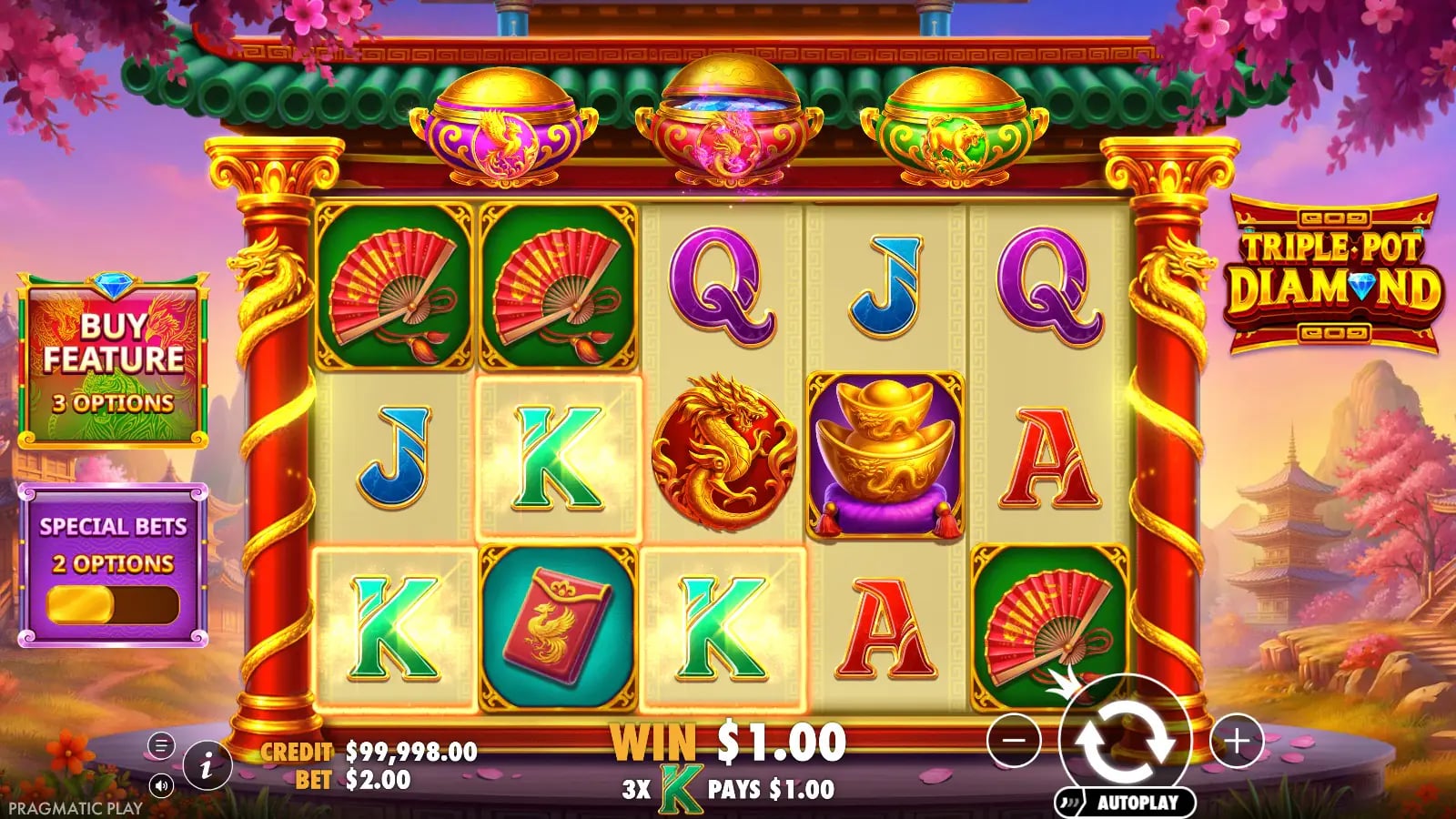 Triple Pot Diamond later ordinary spin with the full game controls
