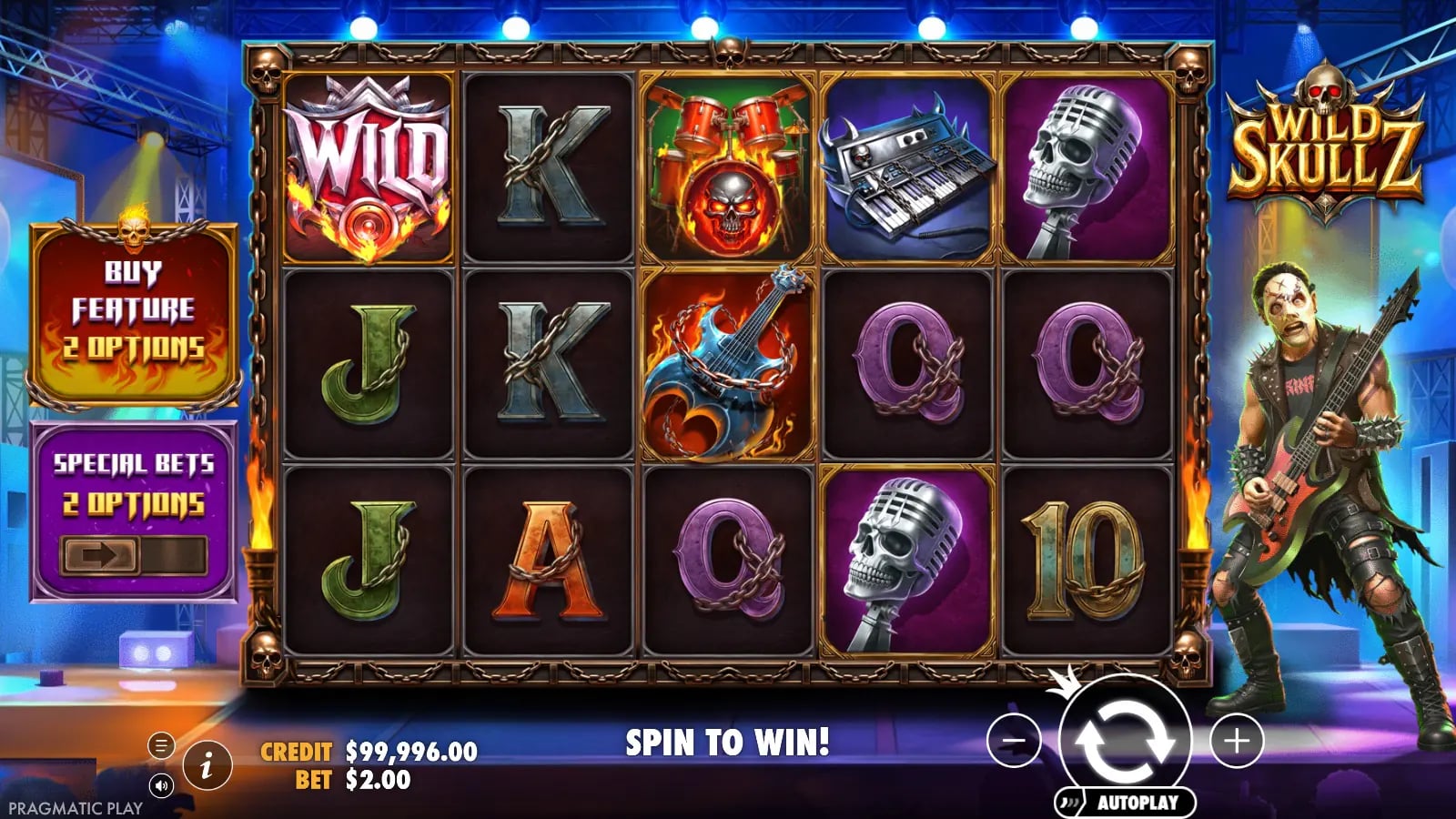 Wild Skullz ordinary five-reel spin with one Wild symbol and feature controls