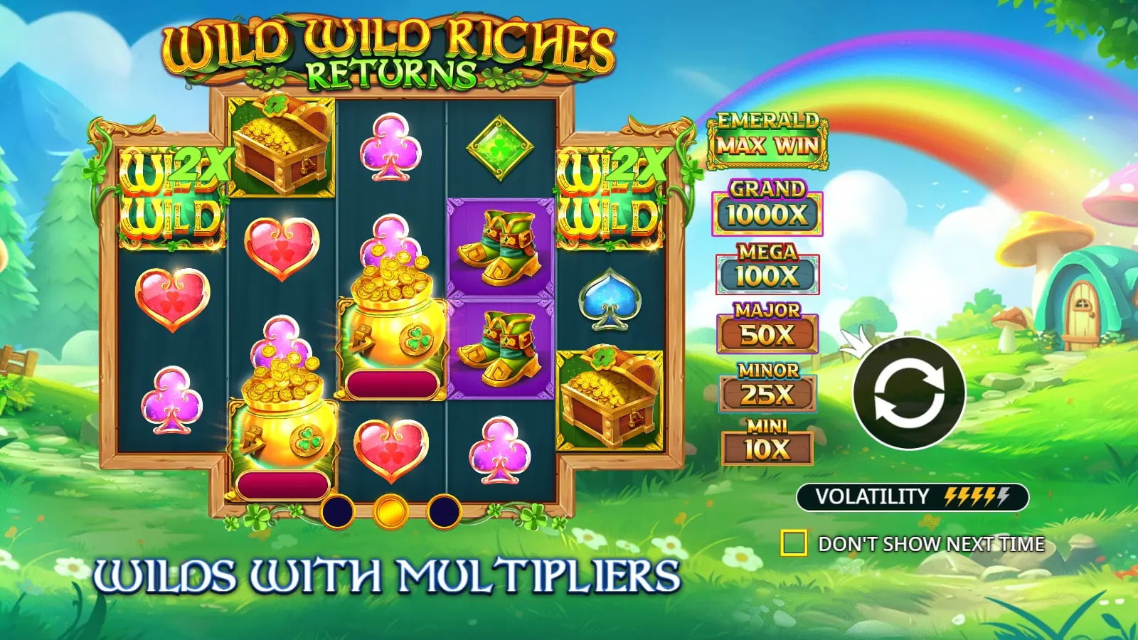 Wild Wild Riches Returns opening artwork over the Irish reels