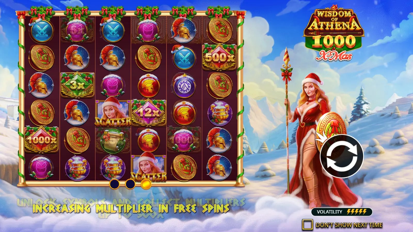 Wisdom of Athena 1000 Xmas official demo opening view of the snowy Olympus grid