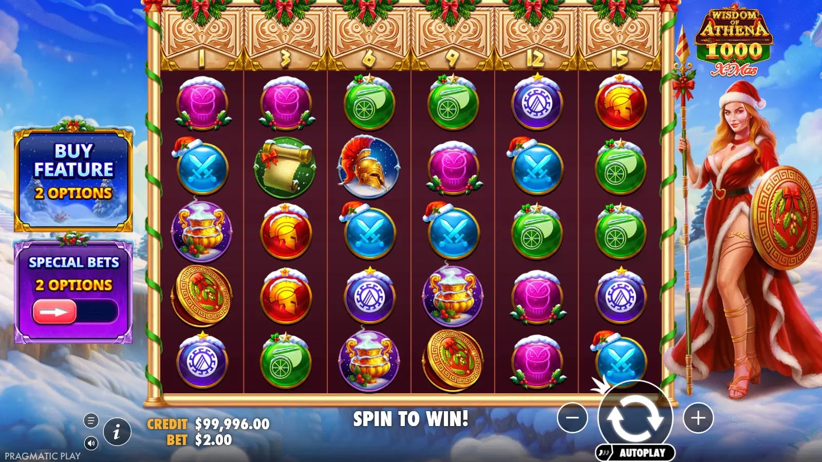 Wisdom of Athena 1000 Xmas ordinary spin with a locked top row