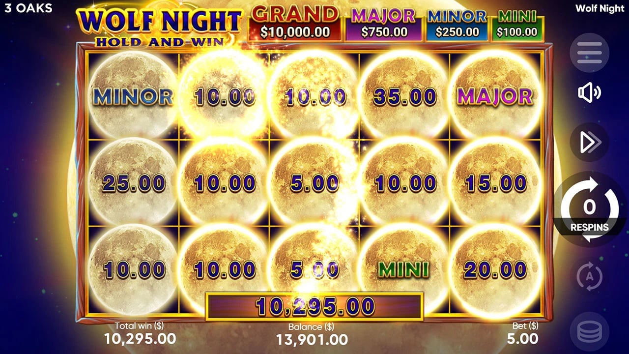 Wolf Night: Jackpot reveals on the filled board