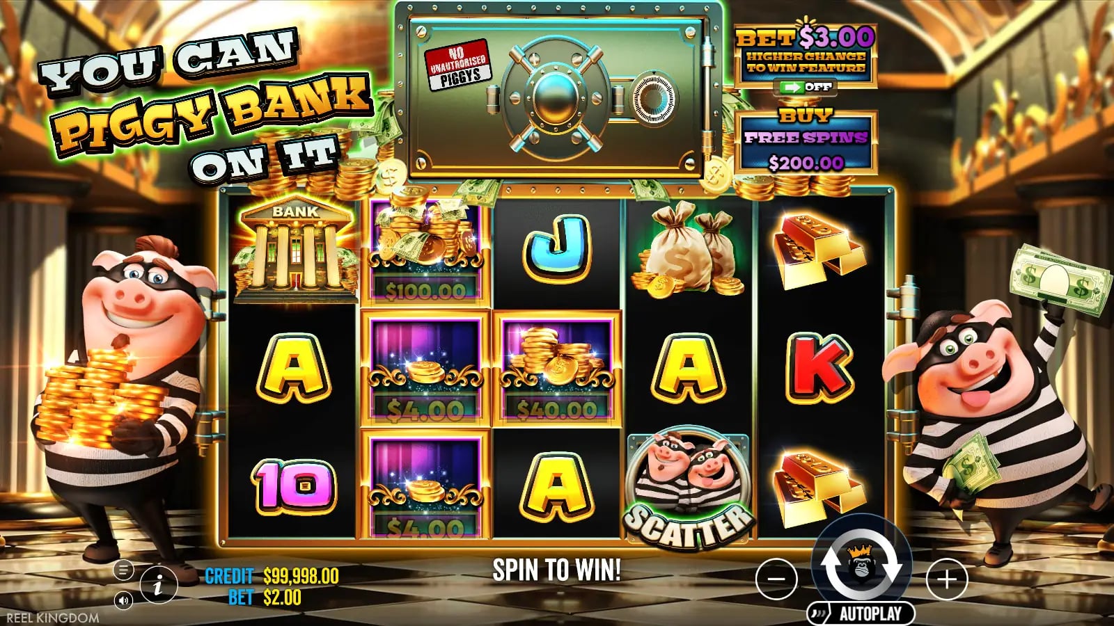You Can Piggy Bank On It later official demo state with full vault and centre reel