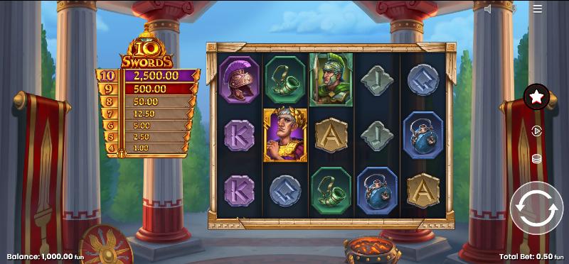 10 Swords slot game artwork