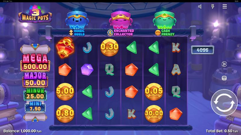 3 Magic Pots slot game artwork