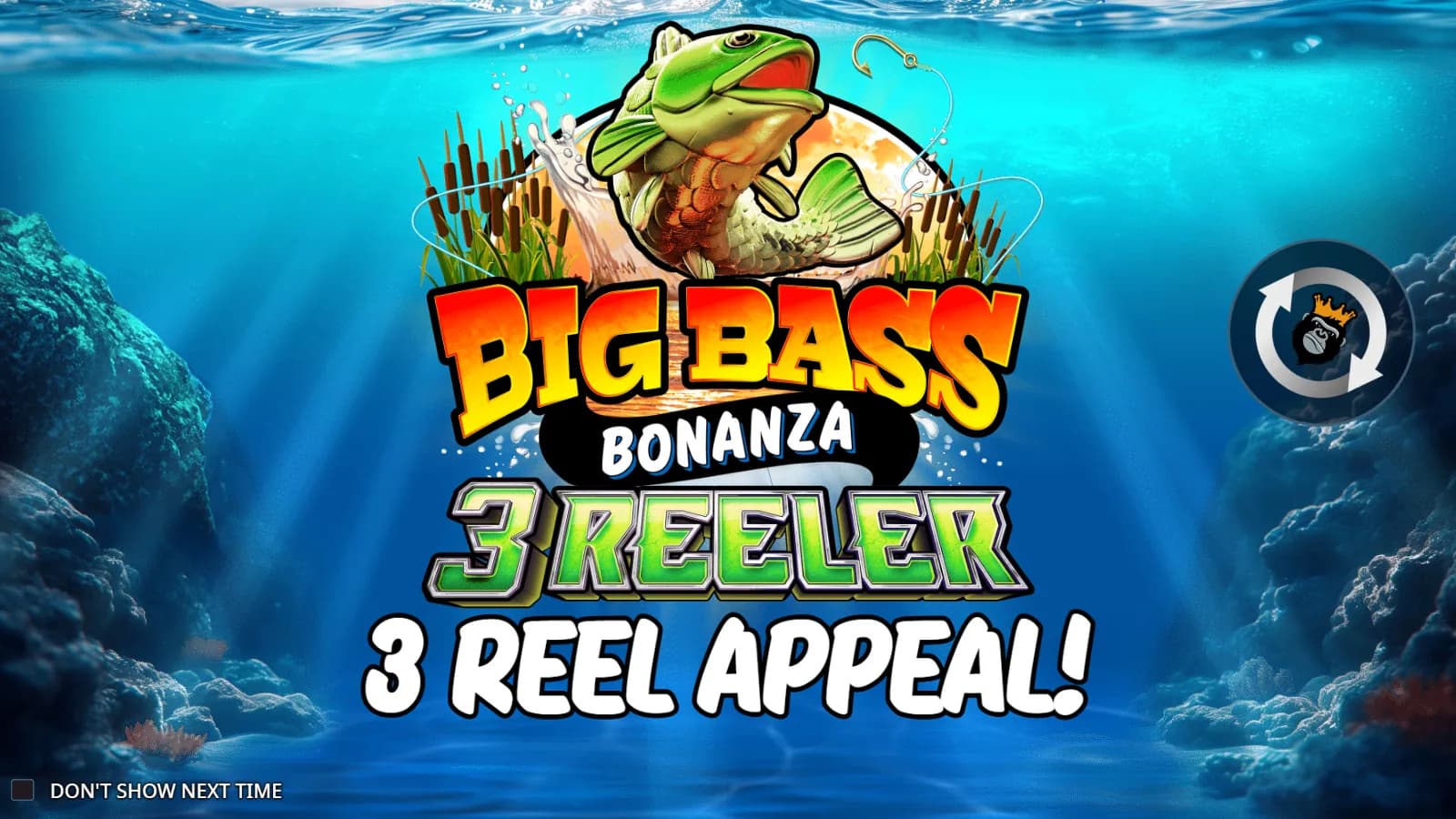 Big Bass Bonanza 3 Reeler official opening with fisherman and lake art