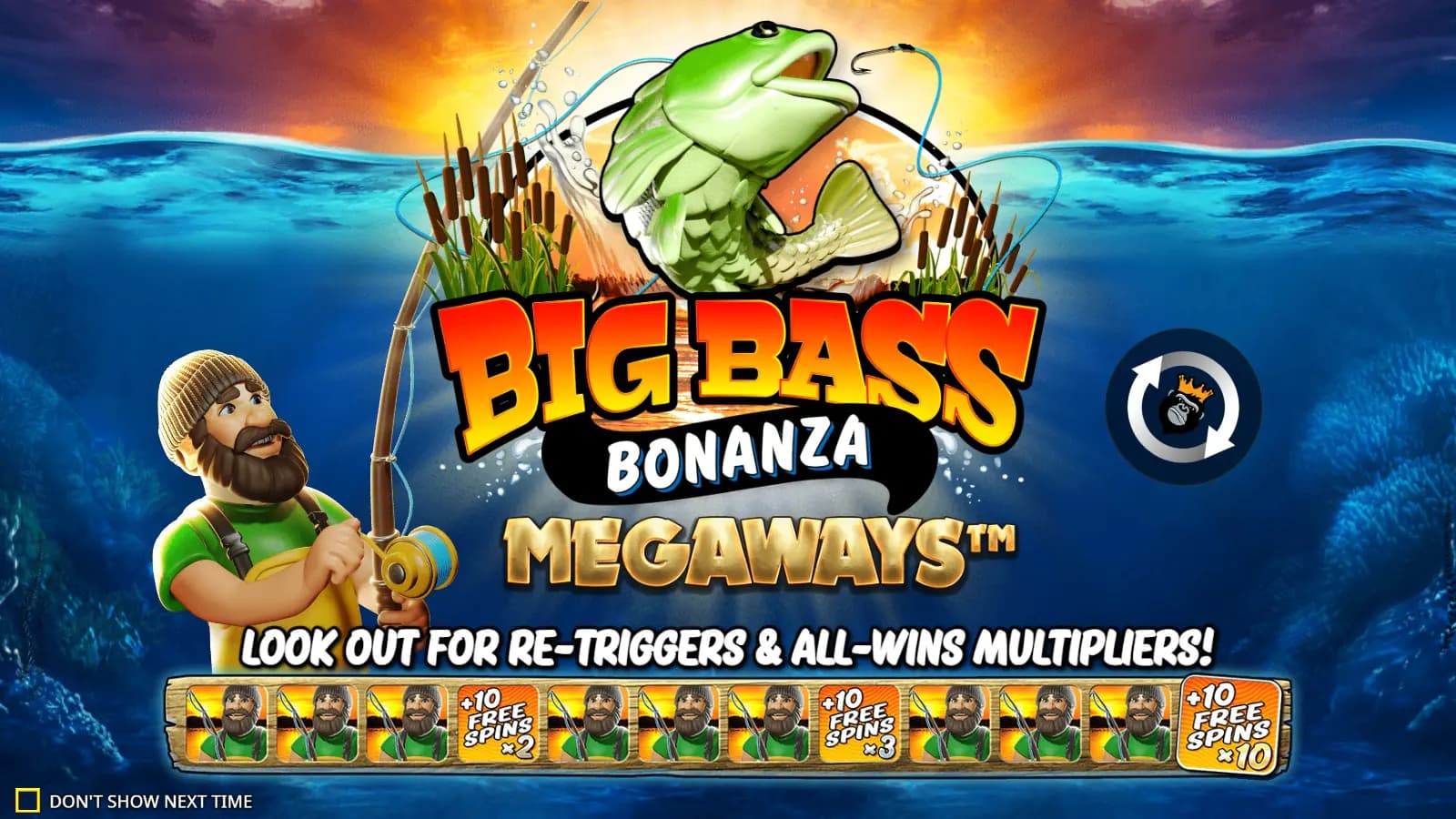 Big Bass Bonanza Megaways official demo opening with fisherman and fishing artwork