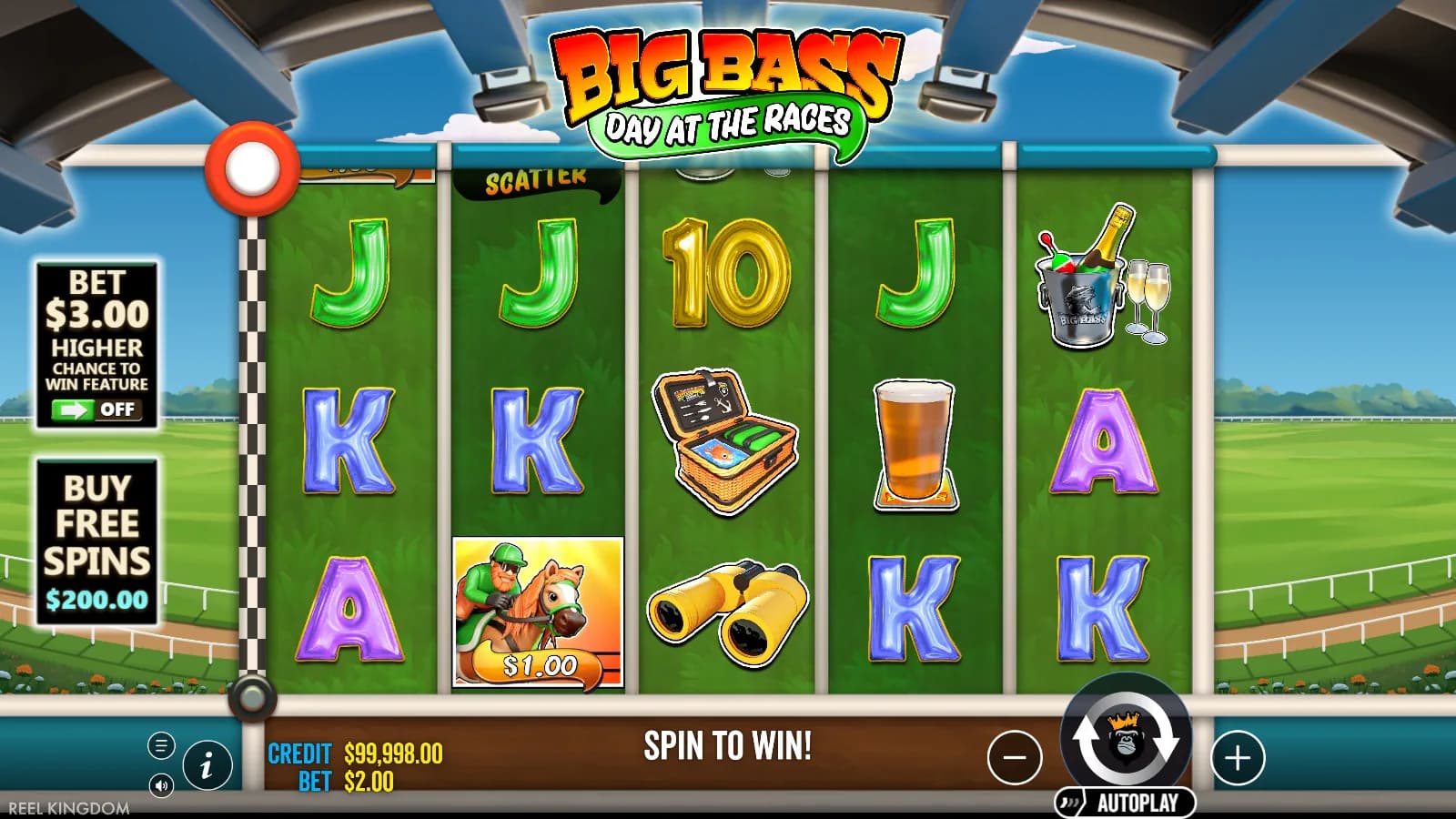 Big Bass Day At The Races ordinary reels with one printed cash horse