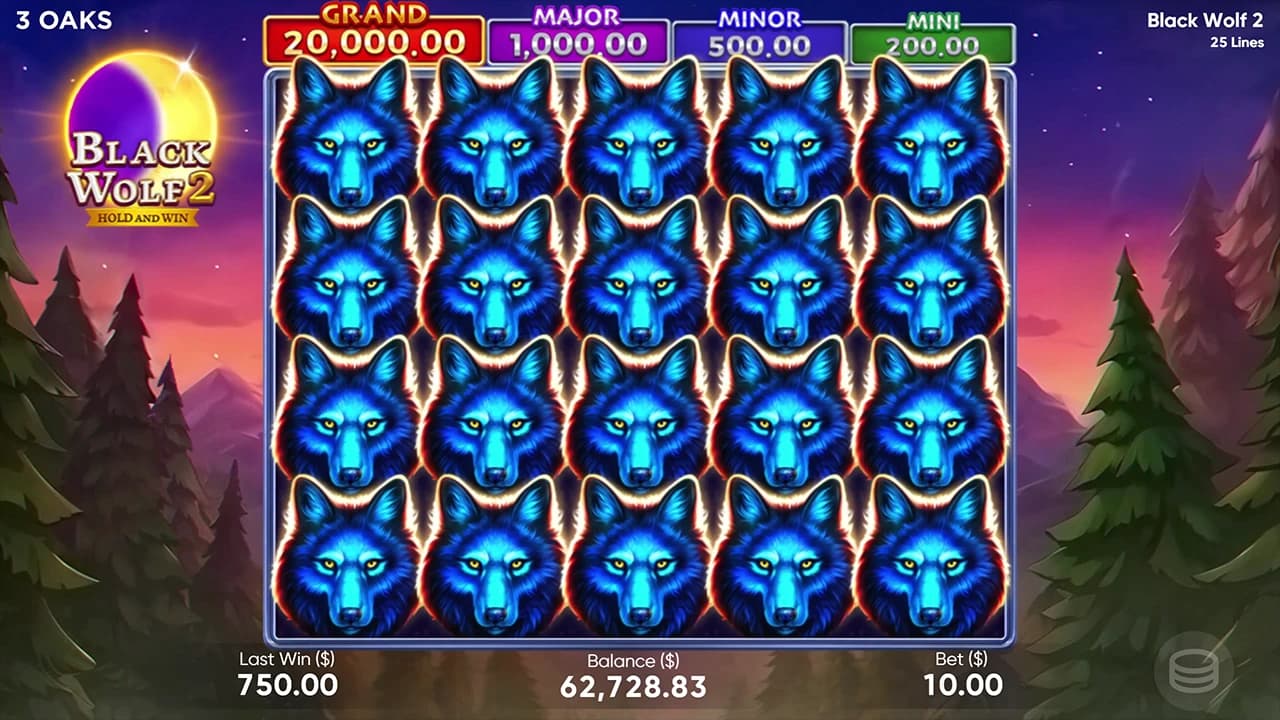 Black Wolf 2: Wolf Wild symbols across the base field