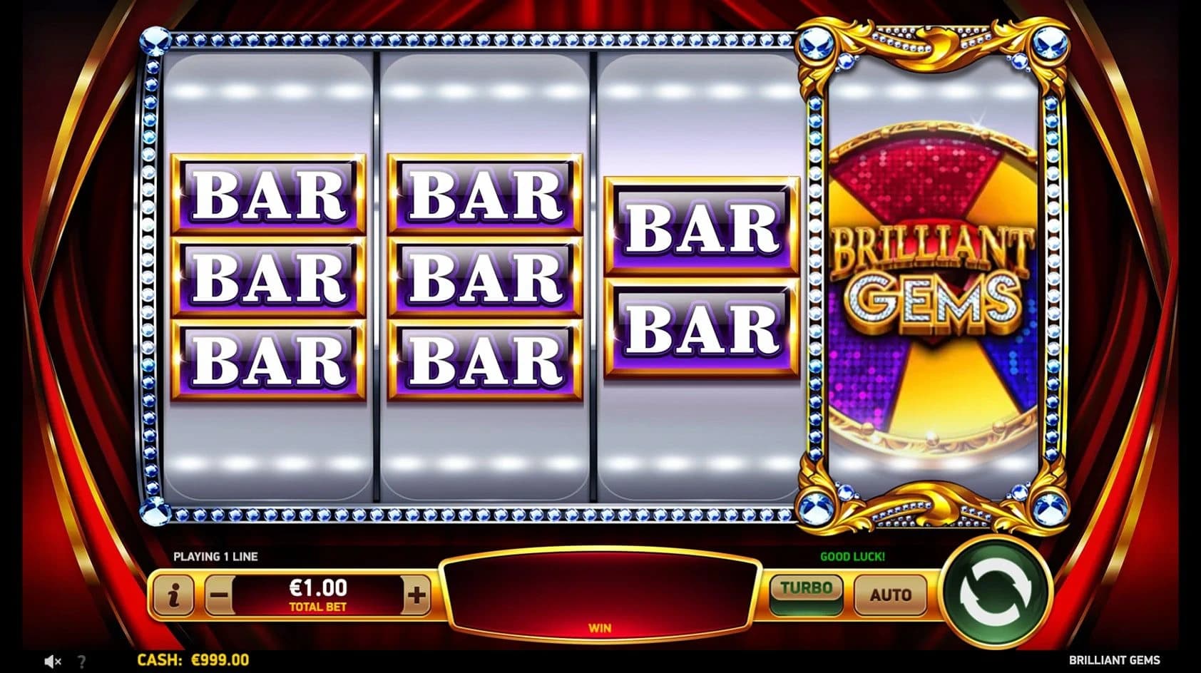 Brilliant Gems: Three matching BAR symbols and extra bonus reel