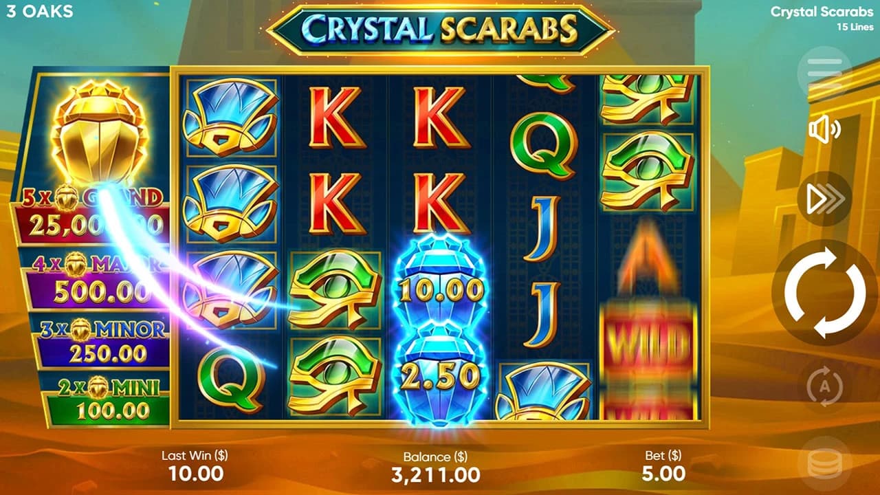 Crystal Scarabs: Blue Scarab values on the reels