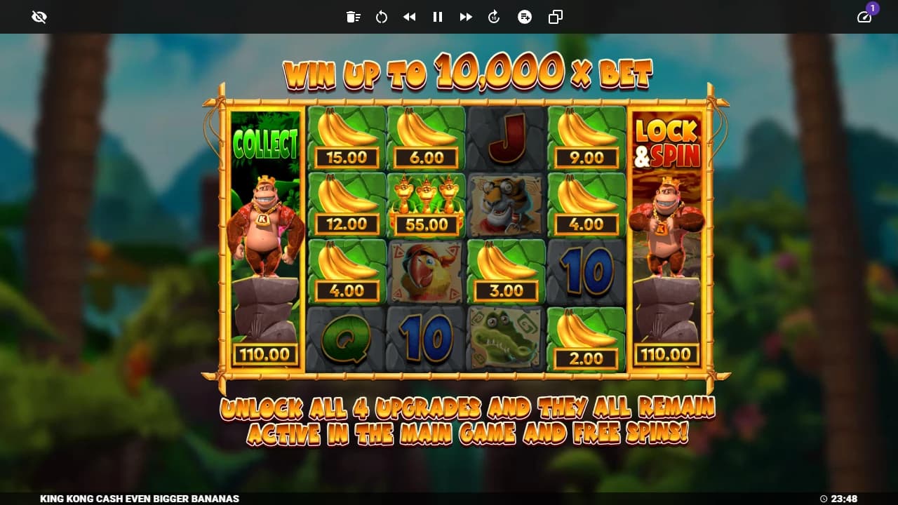 King Kong introduction showing the four cash upgrades