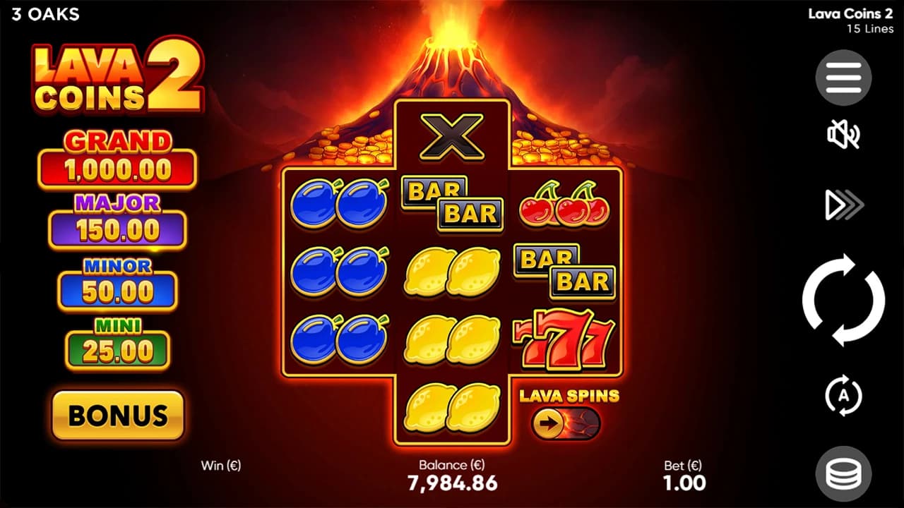 Lava Coins 2: Base field with tall central reel