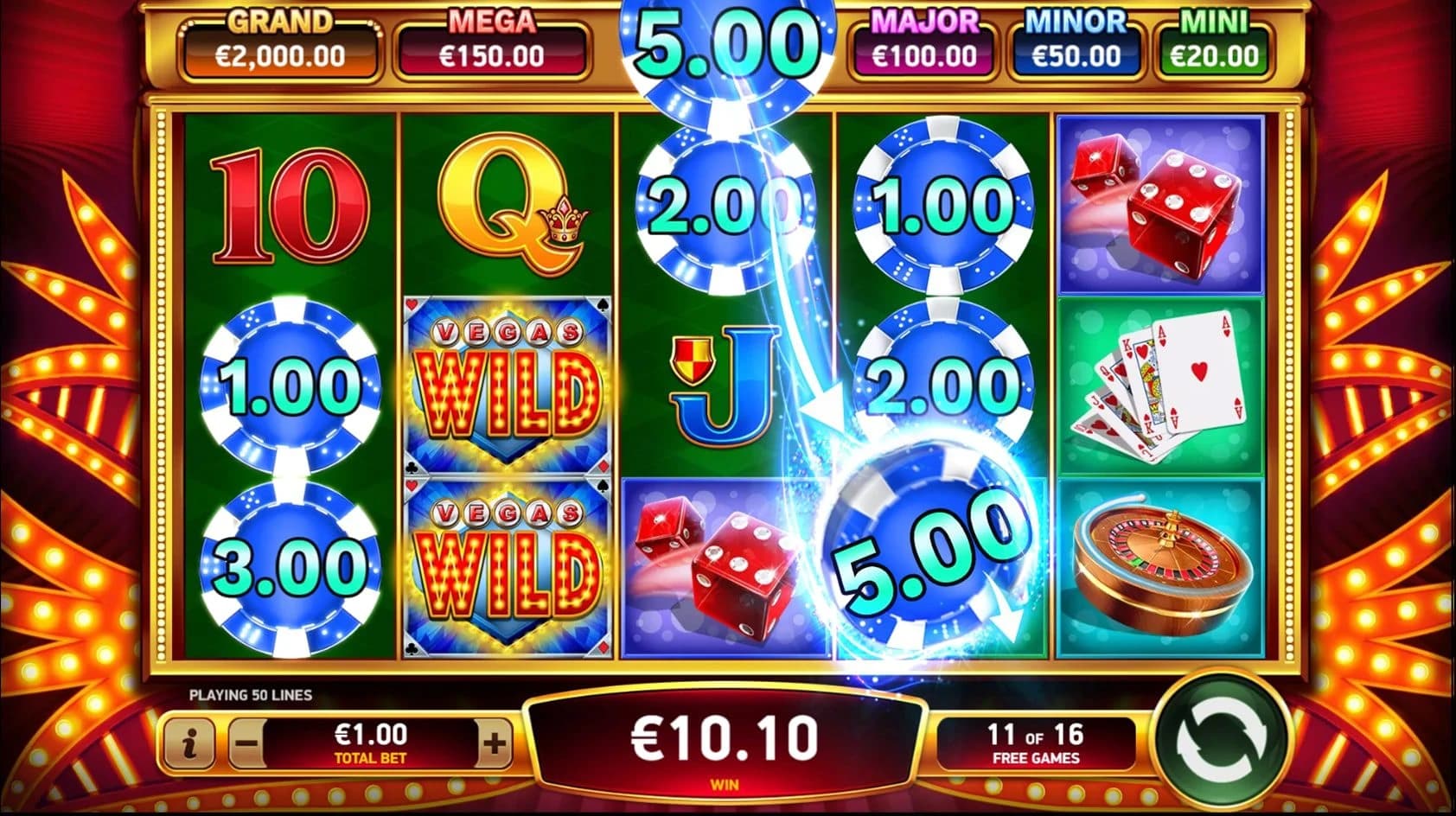 Vegas No Limit Wins: Five-reel field with ordinary chip symbols
