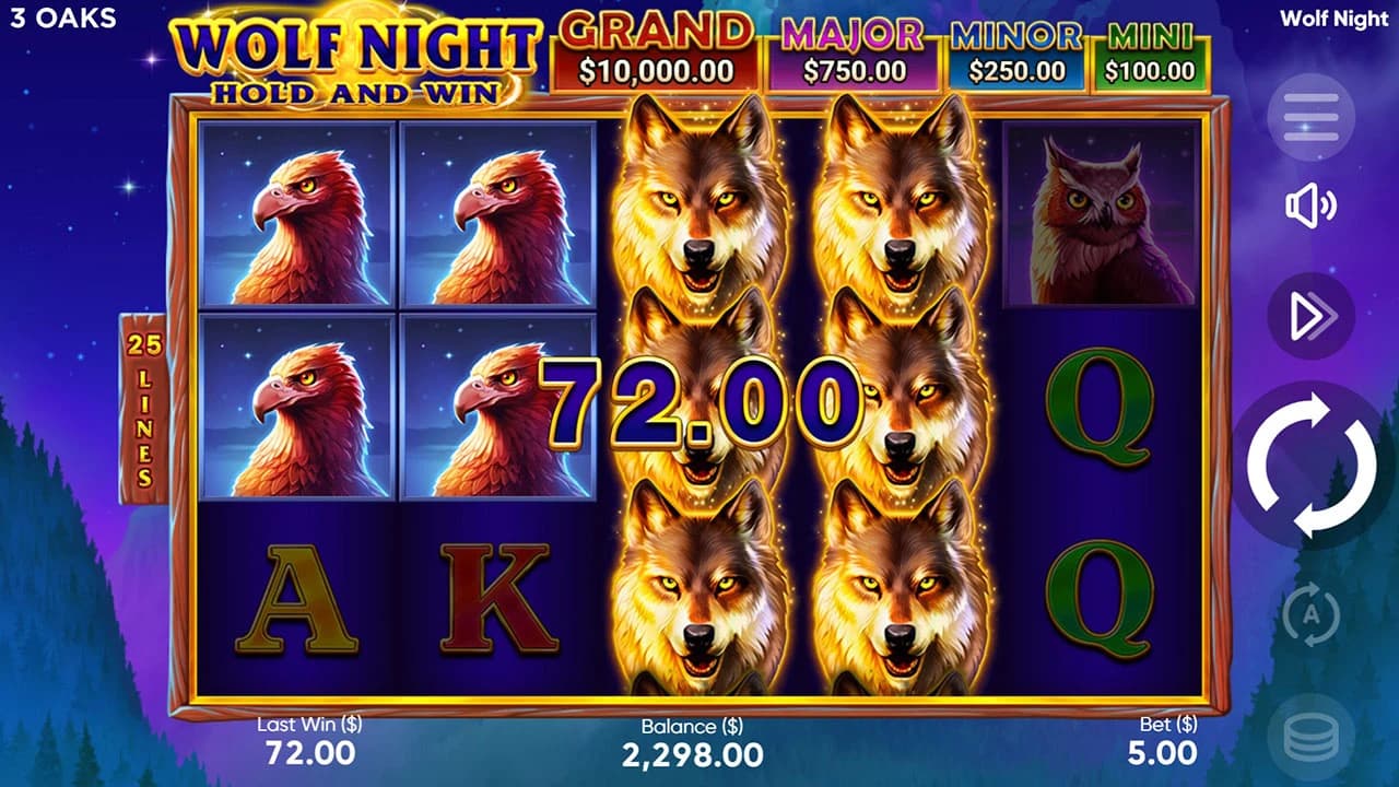 Wolf Night: Wolves on the three-row base reels