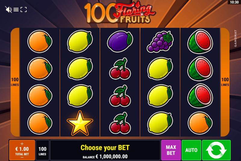 100 Flaring Fruits slot game artwork