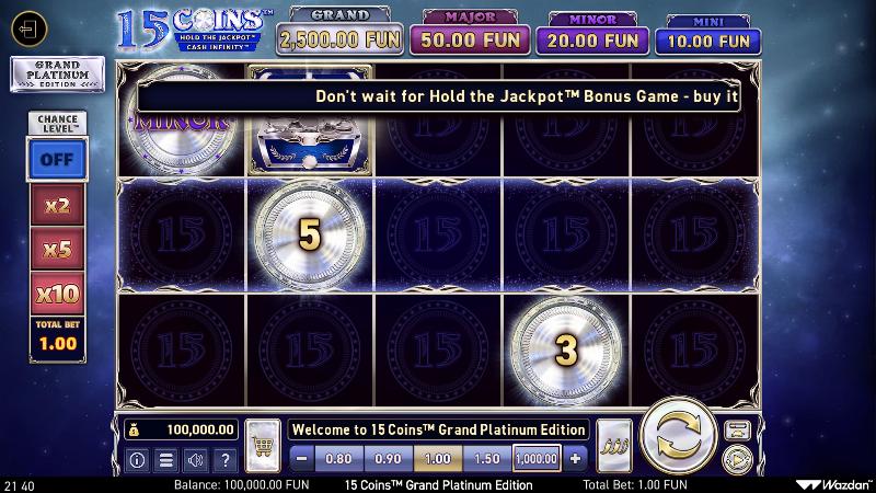 15 Coins: Grand Platinum Edition slot game artwork
