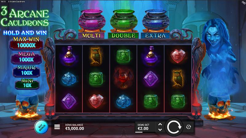3 Arcane Cauldrons slot game artwork