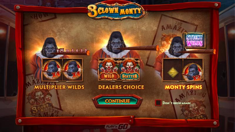 3 Clown Monty slot game artwork
