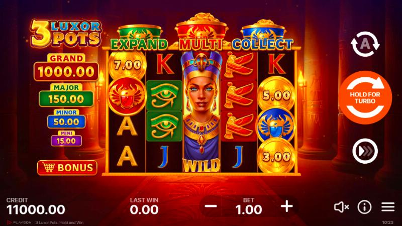 3 Luxor Pots Hold And Win slot game artwork