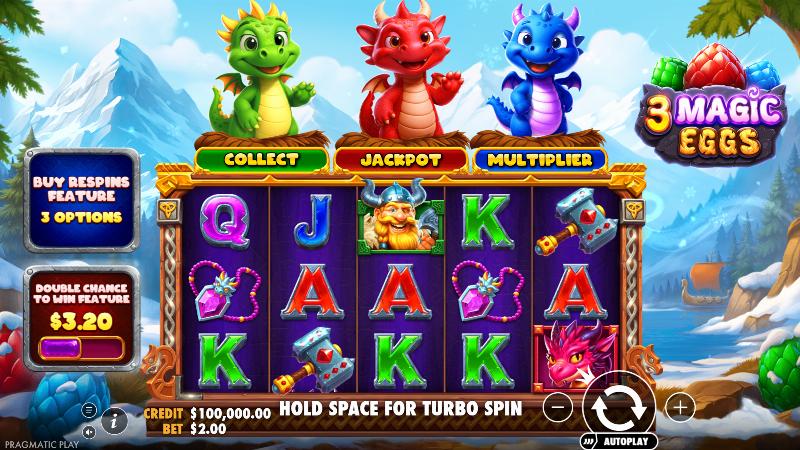 3 Magic Eggs slot game artwork