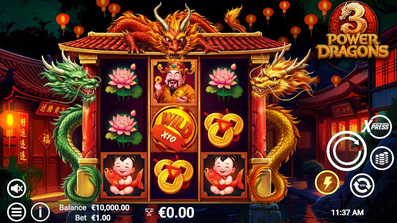 3 Power Dragons slot game artwork