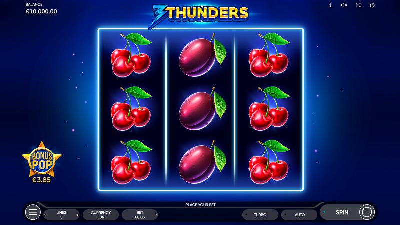 3 Thunders slot game artwork