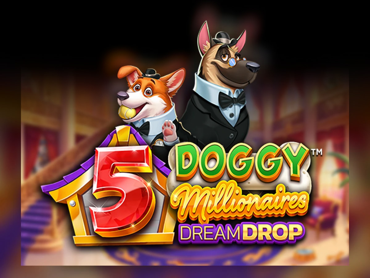 5 Doggy Millionares Dream Drop slot game artwork
