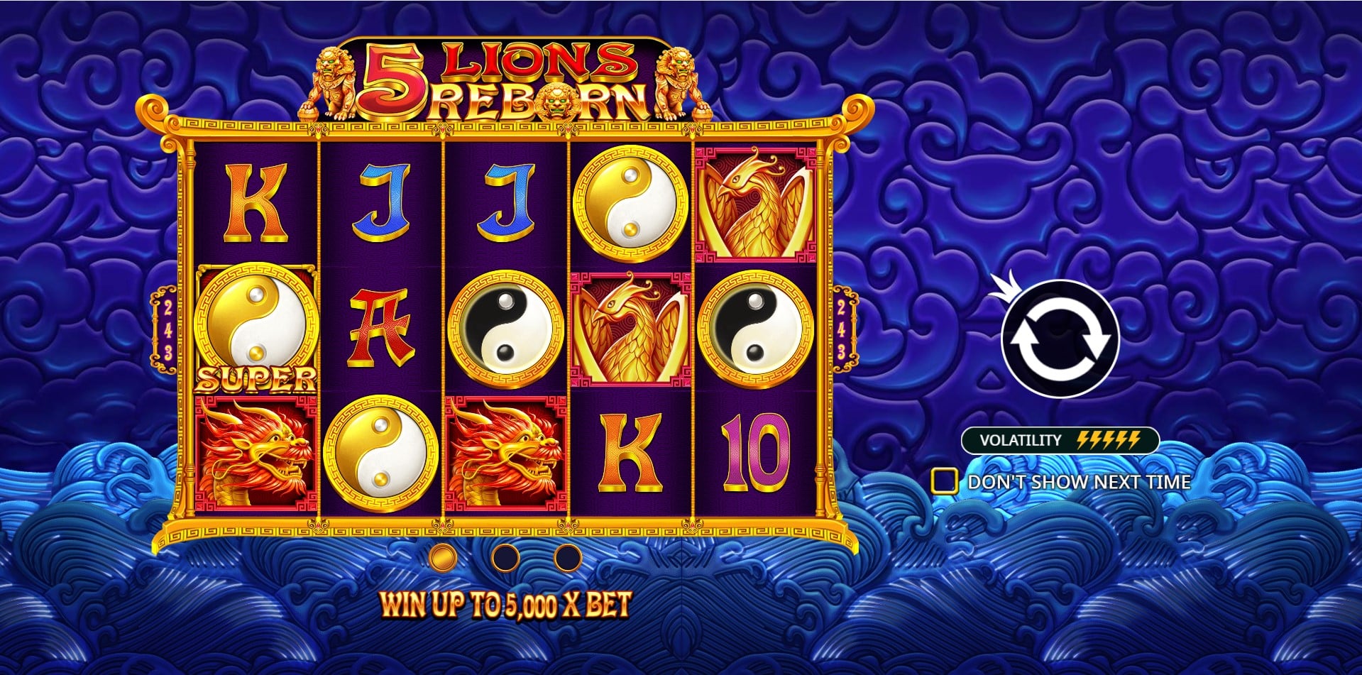 5 Lions Reborn slot game artwork