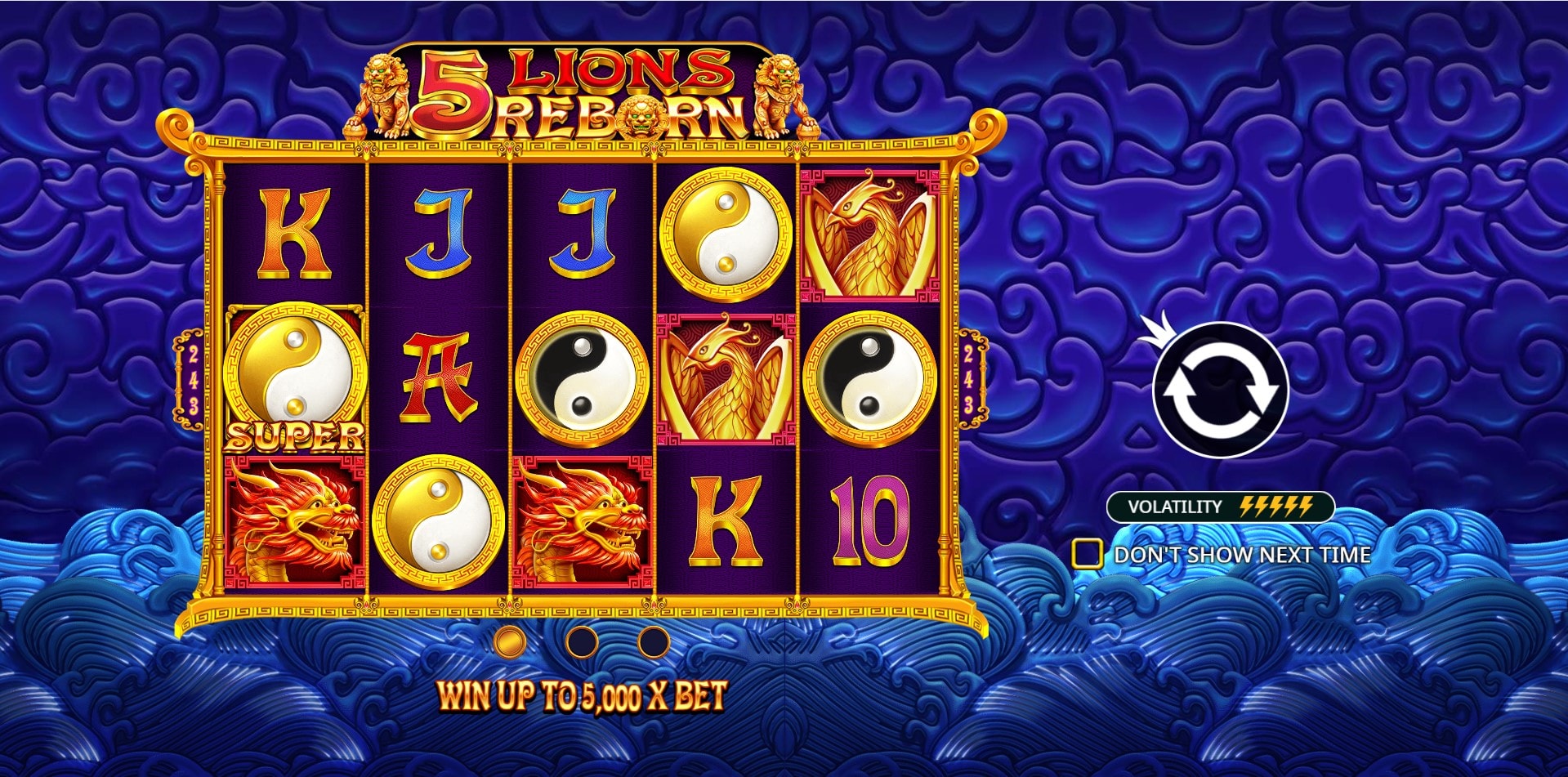 5 Lions Reborn slot game artwork