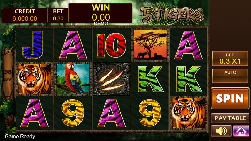 5 Tigers slot game artwork
