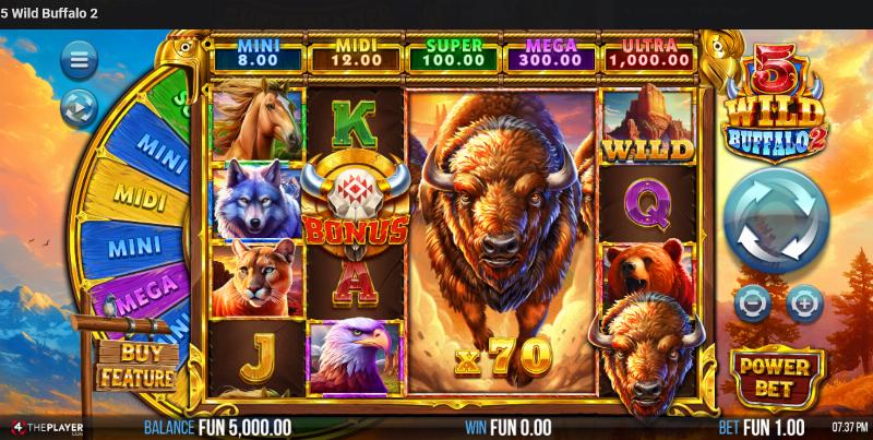 5 Wild Buffalo 2 slot game artwork
