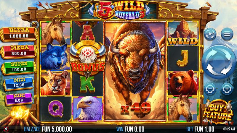 5 Wild Buffalo 3 slot game artwork