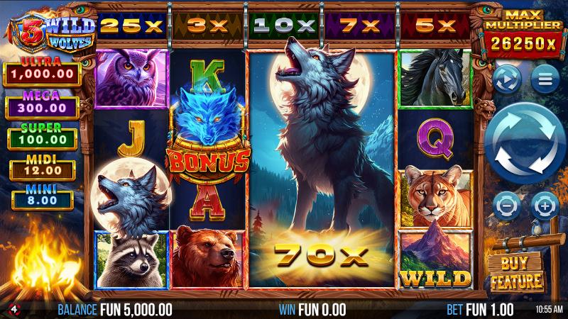 5 Wild Wolves slot game artwork