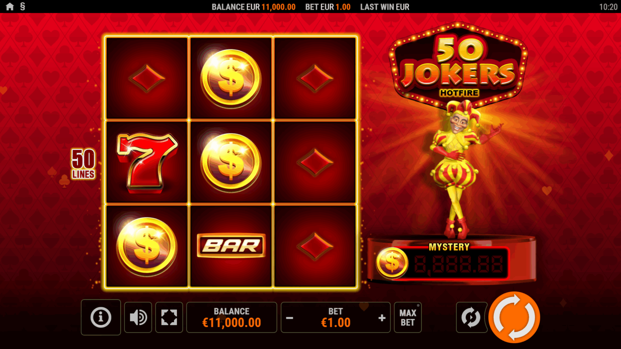 50 Jokers Hotfire slot game artwork