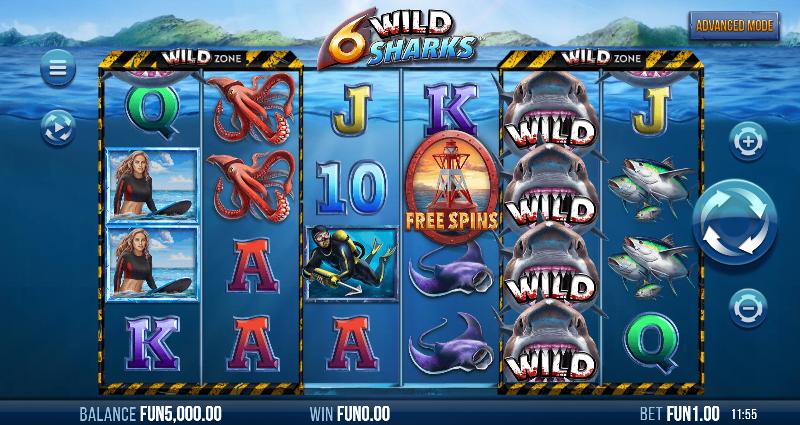 6 Wild Sharks slot game artwork