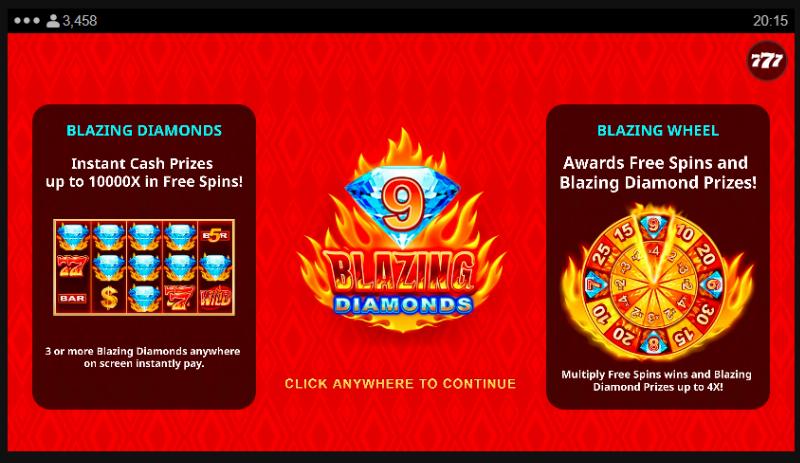 9 Blazing Diamonds slot game artwork